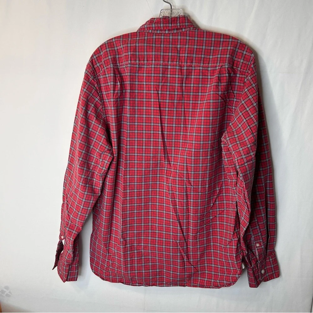 J. Crew Men’s Red White PlaidCasual Button Down Shirt 100% Cotton Size M-15-15.5